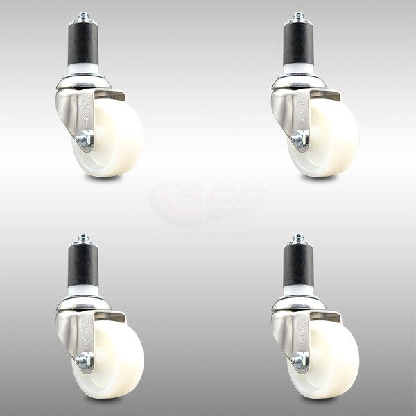 Service Caster 3 Inch 316SS Nylon Wheel Swivel 1-5/8 Inch Expanding Stem Caster Set SCC SCC-SS316EX20S314-NYS-158-4 - main